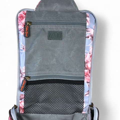 BLUE Cotton Road PVC Hanging Vanity Bag with FLOWERS