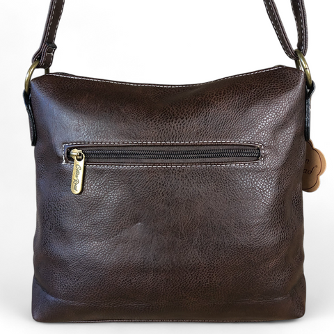 BROWN PU Leather Cotton Road Sling Bag