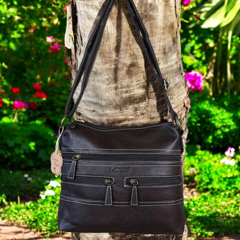 BROWN PU Leather Cotton Road Sling Bag