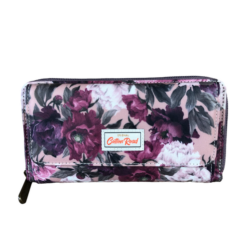 Cotton Road Large PINK PVC Cellphone Sling Wallet with FLOWERS