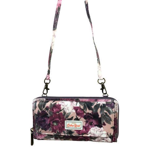 Cotton Road Large PINK PVC Cellphone Sling Wallet with FLOWERS