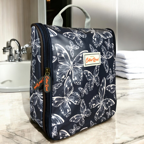 BLUE Cotton Road PVC Hanging Vanity Bag with BUTTERFLIES