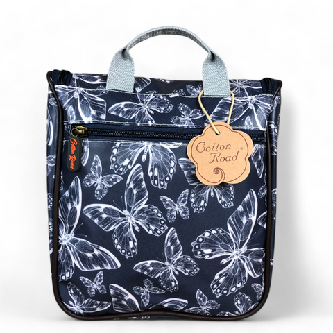 BLUE Cotton Road PVC Hanging Vanity Bag with BUTTERFLIES