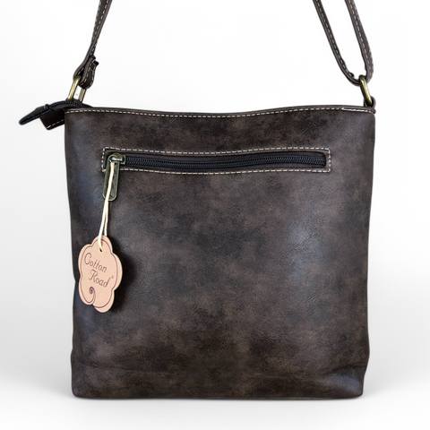 BROWN Cotton Road PU Leather Sling Bag with STRAP detailing