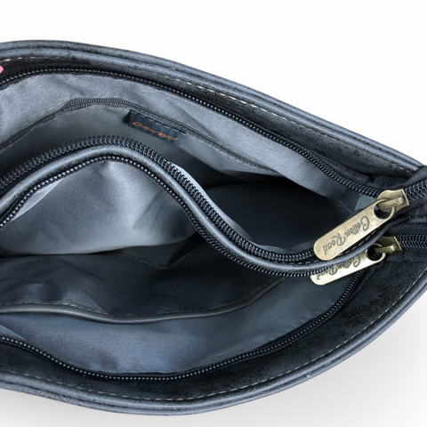 CHARCOAL BLACK Cotton Road PU Leather Sling Bag with STRAP detailing