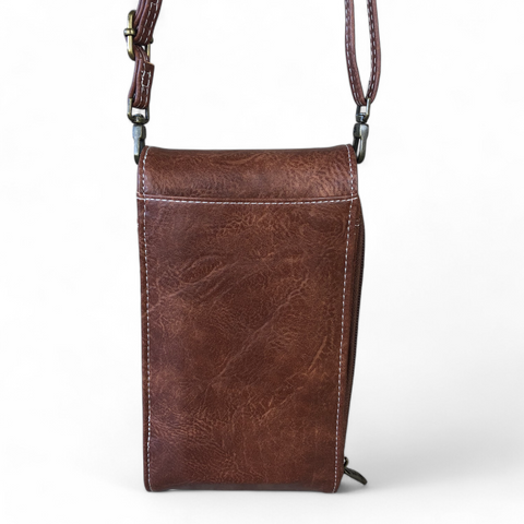 BROWN PU Leather Mini Cotton Road Sling Bag