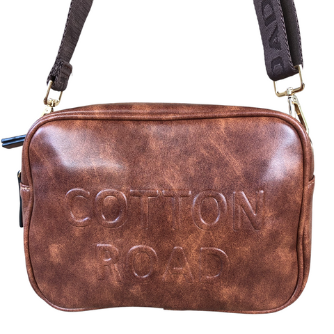 TAN PU Leather BRANDED Cotton Road Sling Bag