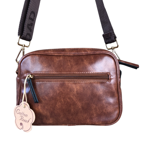 TAN PU Leather BRANDED Cotton Road Sling Bag