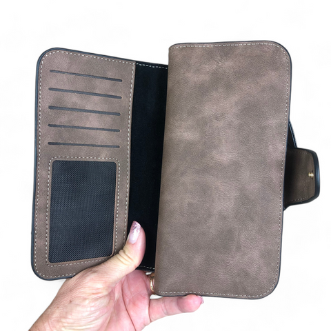 Large BROWN Cotton Road PU Leather Wallet