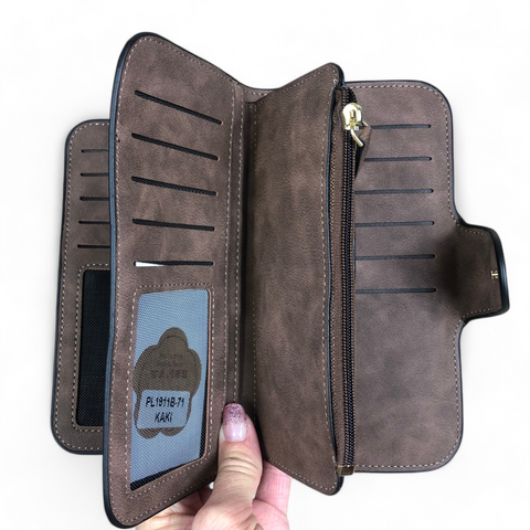 Large BROWN Cotton Road PU Leather Wallet