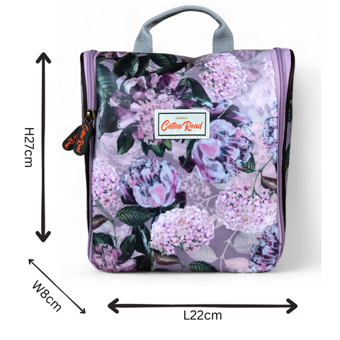 PURPLE Cotton Road PVC Hanging Vanity Bag with FLOWERS